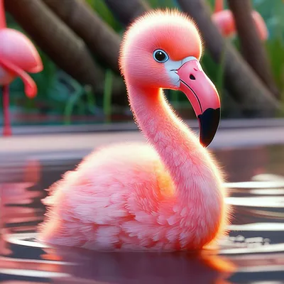 Милые Фламинго на море ,на фоне …» — создано в Шедевруме
