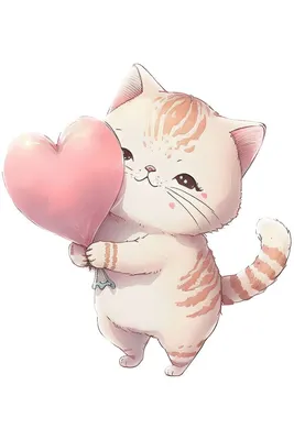 Kitten with a heart. Котик с сердечком. PNG. | Детские иллюстрации, Милые  обои, Милые рисунки