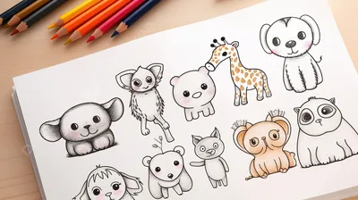 Рисунки для срисовки животные легкие и милые для срисовки в лд (21 шт)
