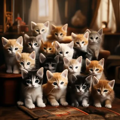 5 милых котят в заплетенной корзине Стоковое Фото - изображение  насчитывающей серо, мило: 62891498