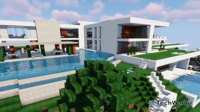 Постройка «Дом с бассейном» для Minecraft Bedrock edition