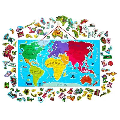 Купить Деревянные Пазлы \"Детская карта мира\" | Цена на Пазл из Дерева от  Производителя Unidragon