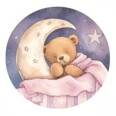 Красивая медвежонок мультфильма спит на луне. Иллюстрация вектора красивого  медведя ребенка Иллюстрация вектора - иллюстрации насчитывающей симпатично,  сынок: 188228097