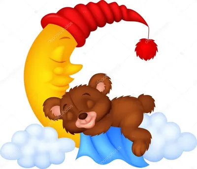 медведь спит на луне иллюстрации, медведь спит иллюстрации, спящий медведь,  млекопитающее, нарисованное, животные png | Klipartz