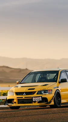 Evo IX, car, jdm, lancer, sunset, yellow, HD phone wallpaper | Peakpx