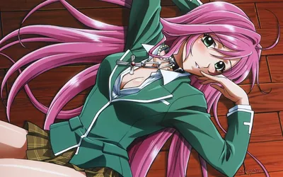 Скачать обои розовые волосы, девушка, акасия мока, rosario + vampire,  Akashiya Moka, раздел аниме в разрешении 2000x1250
