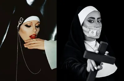 Картина Монахиня с сигаретой купить | Arthousefoto - эксклюзивные картины