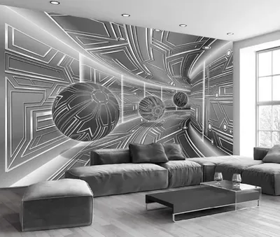 Обои 3D Черно-белые геометрические для гостиной и спальни | AliExpress
