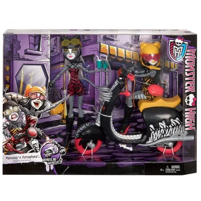 Набор из 2 кукол MONSTER HIGH - Пурсефона и Мяулодия на Скутере « Каталог «