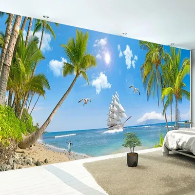 Фотообои Солнце море пальмы купить на стену • Эко Обои