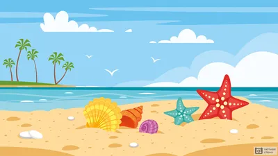 Море, пляж с песком, ракушки, …» — создано в Шедевруме