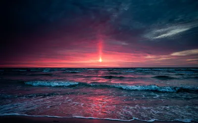Море солнце, закат, красный фото, обои на рабочий стол