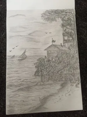 Рисунки карандашом для срисовки море (39 шт)