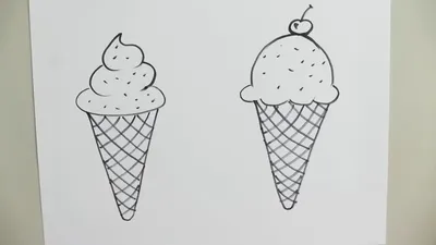 Мороженое для скетчинга — раскраска для детей. Распечатать бесплатно.