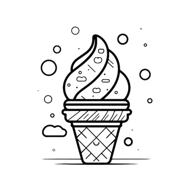Эскиз ручной рисунок одной линии искусства раскраски страницы день  мороженого | Премиум векторы