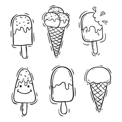 мороженое с иллюстрацией конуса, рисунок мороженого Книжка-раскраска Line  art, раскраска, угол, еда, текст png | PNGWing