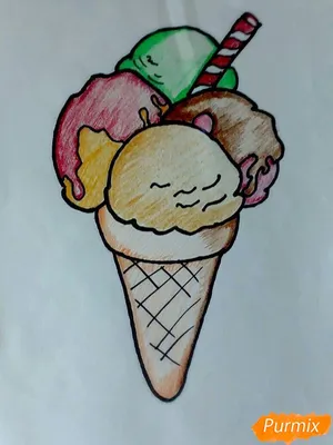Рисунки лёгкие и красивые мороженое - 85 фото