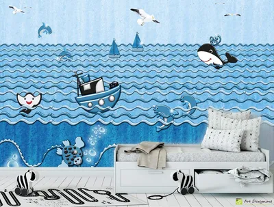 ᐉ Обои Caselio Sea you soon SYO102807088 морская тематика серо-голубые  купить в Украине недорого | Мир Обоев