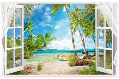 Купить Кокосовая пальма, морской пейзаж, природа, обои для гостиной, тема  для отеля, пляж, 3D фреска | Joom
