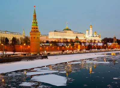 Фото Города Москва Россия Зима Реки Московский Кремль