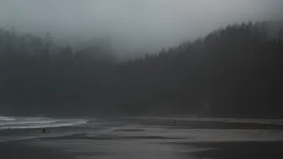 Скачать 1920x1080 туман, река, деревья, мрачный обои, картинки full hd,  hdtv, fhd, 1080p