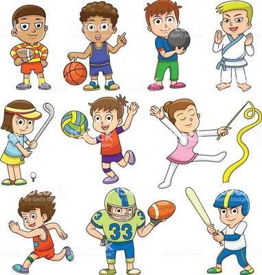 мультфильм \"Счастливые школьники\", играющие в спорт и упражнения.  спортивные мероприятия для детей в бейсболе Иллюстрация вектора -  иллюстрации насчитывающей счастливо, скакать: 229546773