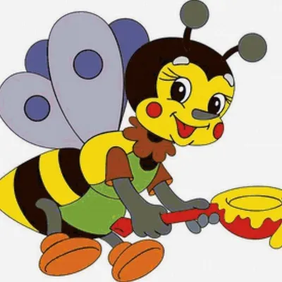 Милые мультяшные пчелы несут мед в улей на ветке дерева. Детская  иллюстрация для одежды, книг, плакатов и т.д. - Ozero - российский фотосток