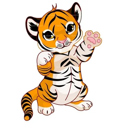 Милый забавный мультяшный персонаж тигра - иллюстрация в векторе
