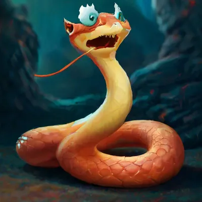 Мультяшная 3D змея Дед Мороз , …» — создано в Шедевруме
