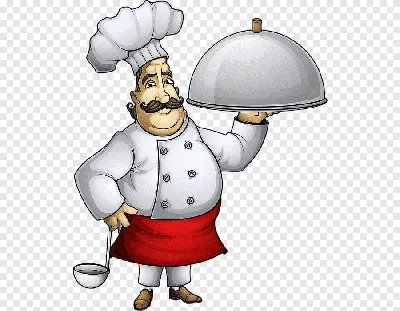 Портрет счастливого повара. Логотип приготовления. Иллюстрация к  дизайнерскому меню ресторана или кафе. Мультяшный вектор Векторное  изображение ©sergeypykhonin 163889306