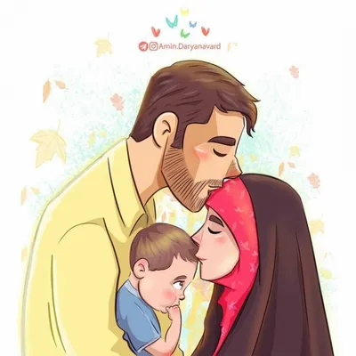 Мусульманская семья с ребенком Иллюстрация вектора - иллюстрации  насчитывающей иран, супруг: 66034182