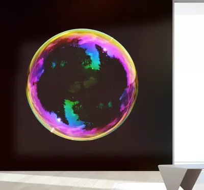 Разноцветные мыльные пузыри на черном фоне - обои для рабочего стола,  картинки, фото