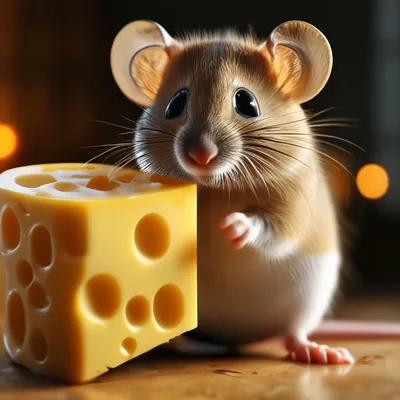Мышка держит сыр с дырками …» — создано в Шедевруме