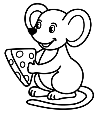Мышка с сыром — раскраска для детей. Распечатать бесплатно.