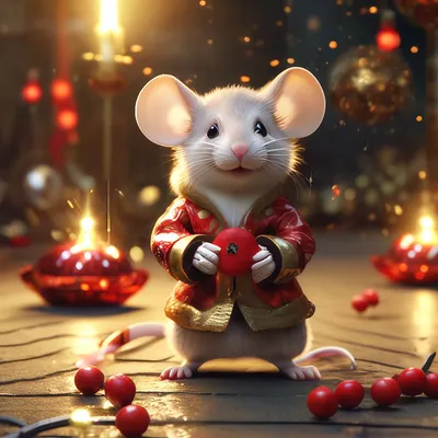 Мышь новогодняя» — создано в Шедевруме