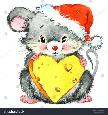 cute mouse. New year greeting card | Рождественское художественное  оформление, Рождественские пейзажи, Рождественские картины