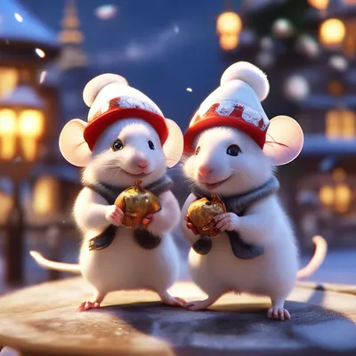 ✨белые мышки празднуют новый год …» — создано в Шедевруме