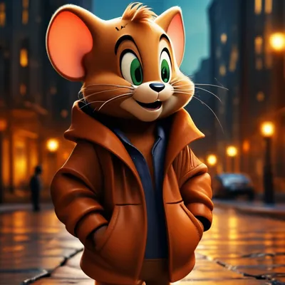 Оранжевая мышка джерри в куртке. …» — создано в Шедевруме