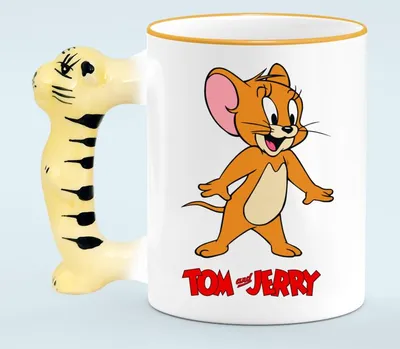 Мышонок Джерри - Том и Джери (Tom and Jerry) кружка с ручкой в виде тигра  (цвет: белый + оранжевый) | Все футболки интернет магазин футболок.  Дизайнерские футболки, футболки The Mountain, Yakuza, Liquid Blue