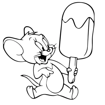 Мышонок Джерри и мороженое — раскраска для детей. Распечатать бесплатно.