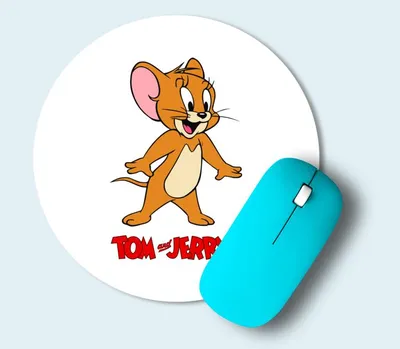 Мышонок Джерри - Том и Джери (Tom and Jerry) коврик для мыши круглый (цвет:  белый) | Все футболки интернет магазин футболок. Дизайнерские футболки,  футболки The Mountain, Yakuza, Liquid Blue
