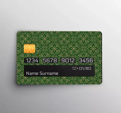 элегантный зеленый и золотой узор наклейка на банковскую карту - TenStickers