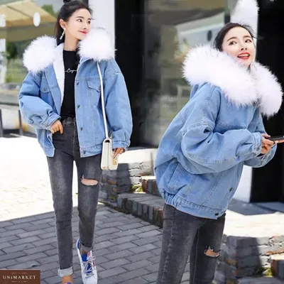 Женская Зимняя джинсовка на меху с капюшоном купить в онлайн магазине -  Unimarket