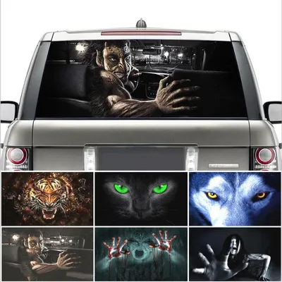 3D наклейка на заднее стекло автомобиля, водонепроницаемая, односторонняя,  130*70 см, страшная наклейка на заднее стекло, Забавный дьявол, наклейка |  AliExpress