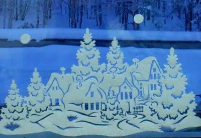 Украшения на окна зимние трафареты - 62 фото