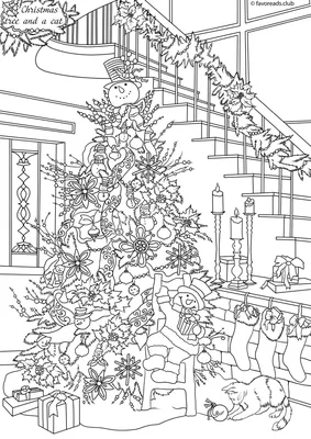 Просмотреть иллюстрацию раскраска новый год из сообщества русскоязычных  художников автора Swirr в стилях: 2… | Бесплатные раскраски, Рождественские  цветы, Раскраски