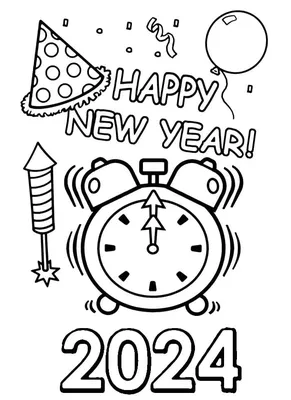 Раскраска Новый год 2024 (14) - Бесплатнo Pаспечатать или Cкачать Oнлайн
