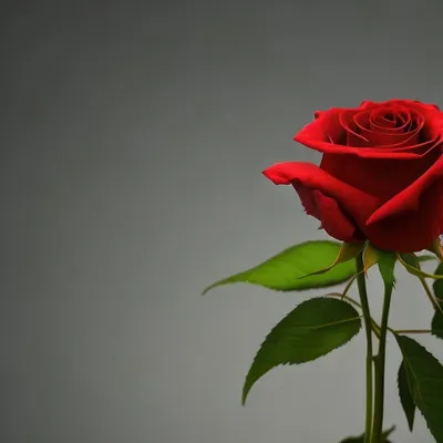 Красная роза на сером фоне. | Премиум Фото