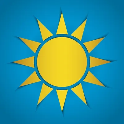 Мультяшное желтое солнце на синем фоне графический детский шаблон дизайна  векторная иллюстрация eps10 | Премиум векторы