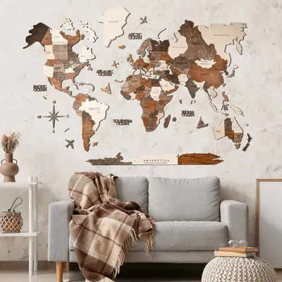 Деревянная карта мира на стену | 3D Classic - EnjoythewoodEstonia
